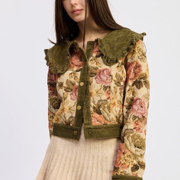 Vintage Style Jacquie The Label Floral Corduroy Women's Jacket - Picture 5 of 15